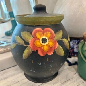 Bob’s Pottery Floral Painted Ceramic Jar